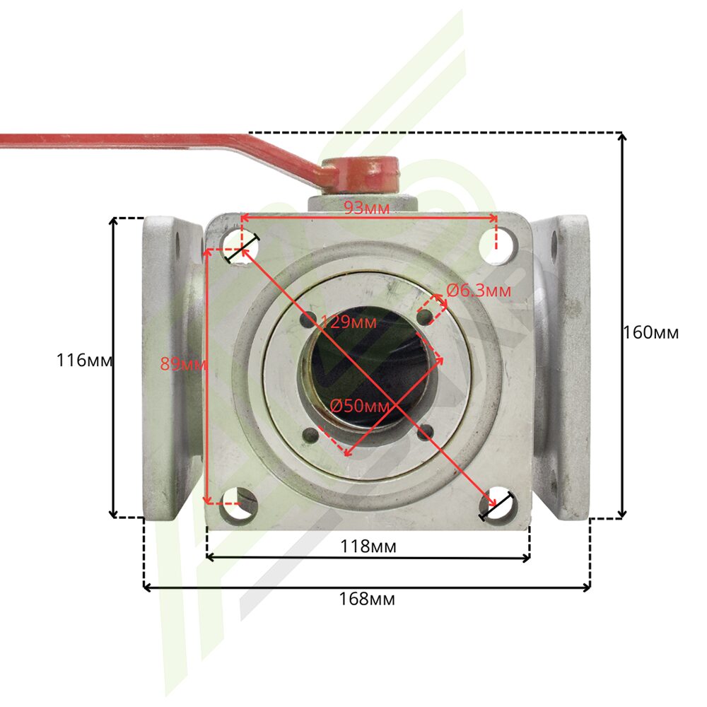 Кран 3-ходовой DN50
